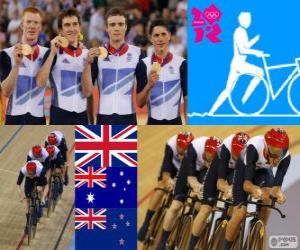 yapboz Parça takip bisiklet erkekler yakıcı 4000 m'nin takım, İngiltere, Avustralya ve Yeni Zelanda - Londra 2012 - podyum